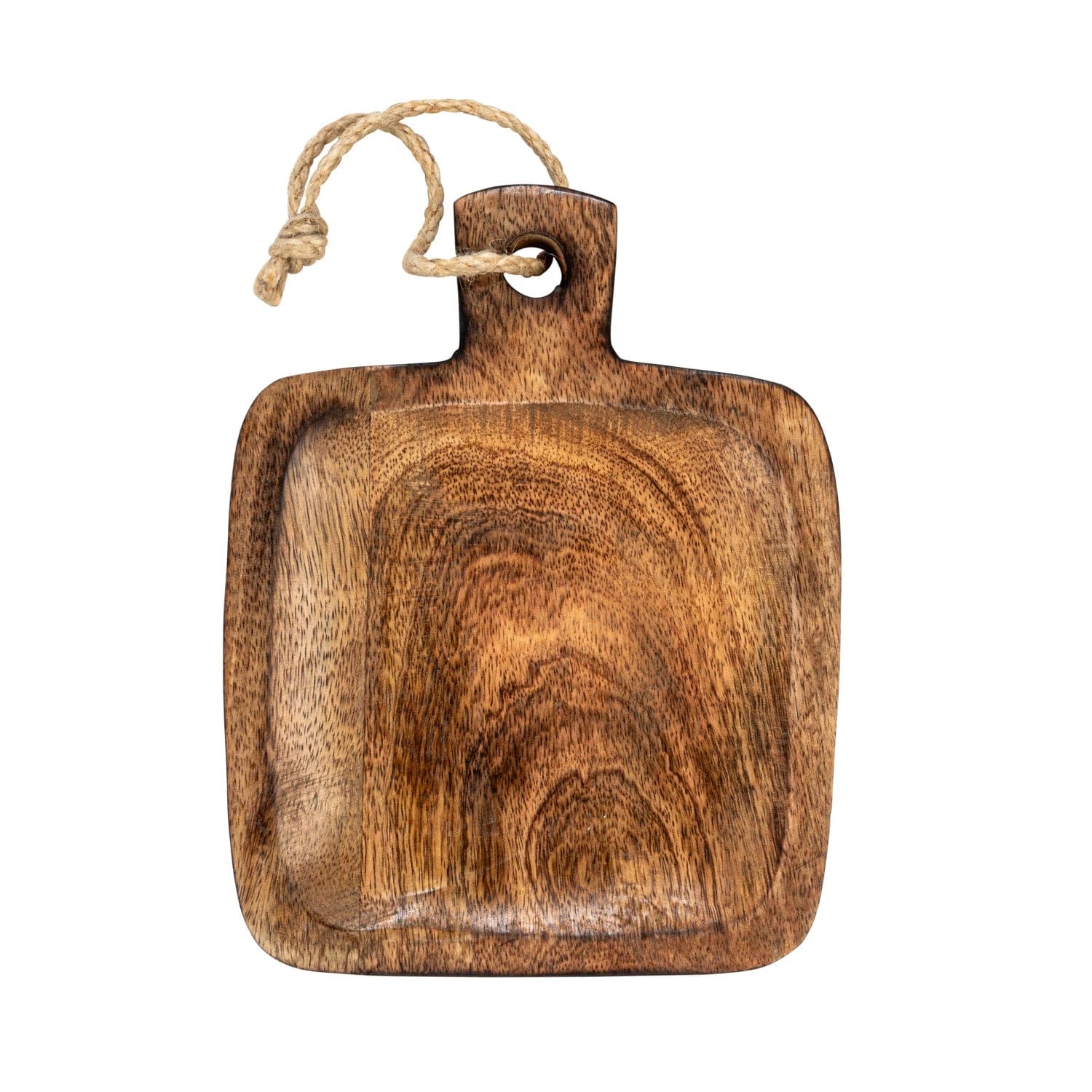 Creative Co-Op Creative Co-op Hand-Carved Mango Wood Serving Board with Handle & Jute Tie - Little Miss Muffin Children & Home