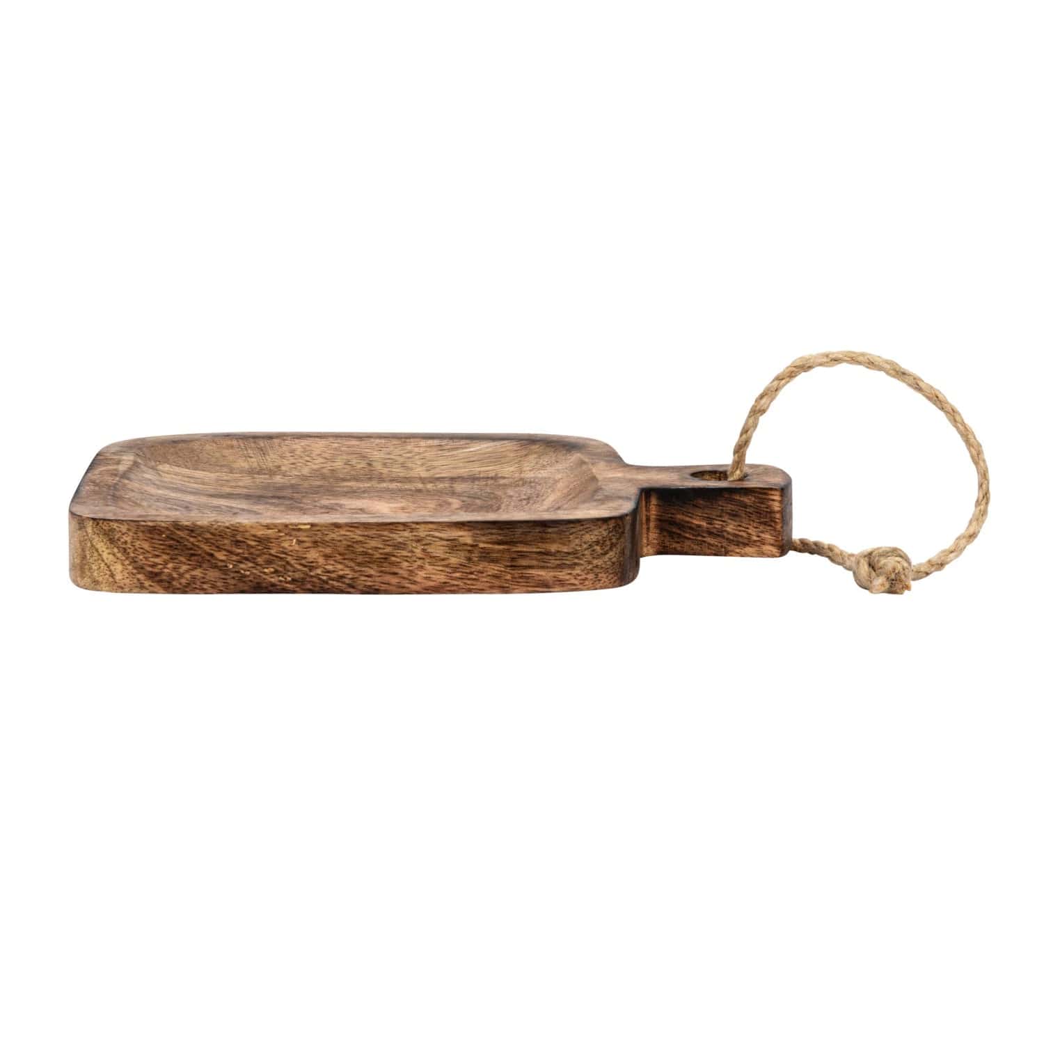 Creative Co-Op Creative Co-op Hand-Carved Mango Wood Serving Board with Handle & Jute Tie - Little Miss Muffin Children & Home