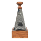 Creative Co-op Stainless Steel Grater with Acacia Wood Handle & Base