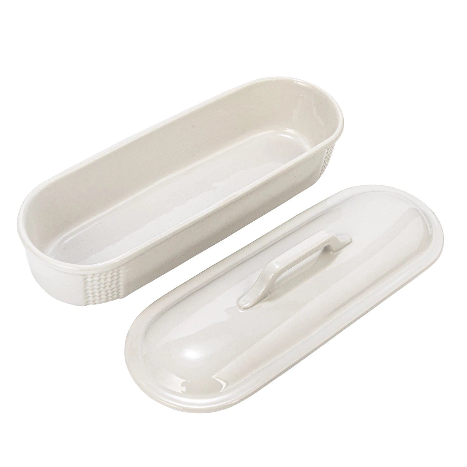 Creative Co-op Creative Co-op 2 Quart Debossed Stoneware Baking Dish with Lid, Matte White Finish - Little Miss Muffin Children & Home