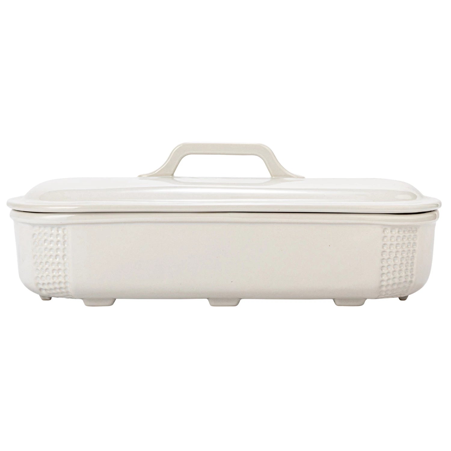 Creative Co-op Creative Co-op 2 Quart Debossed Stoneware Baking Dish with Lid, Matte White Finish - Little Miss Muffin Children & Home
