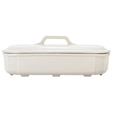 Creative Co-op 2 Quart Debossed Stoneware Baking Dish with Lid, Matte White Finish