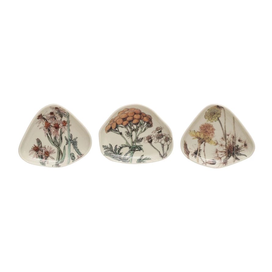 Creative Co-Op Creative Co-op Stoneware Trinket Dish Available in 3 Floral Patterns - Little Miss Muffin Children & Home