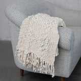 Creative Co-op 60"L x 50"W Woven Cotton Blend Cable Knit Throw with Fringe, Natural