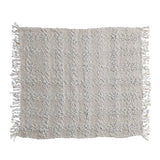 Creative Co-op 60"L x 50"W Woven Cotton Blend Cable Knit Throw with Fringe, Natural