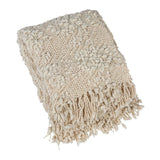 Creative Co-op 60"L x 50"W Woven Cotton Blend Cable Knit Throw with Fringe, Natural