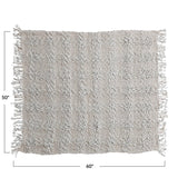 Creative Co-op 60"L x 50"W Woven Cotton Blend Cable Knit Throw with Fringe, Natural