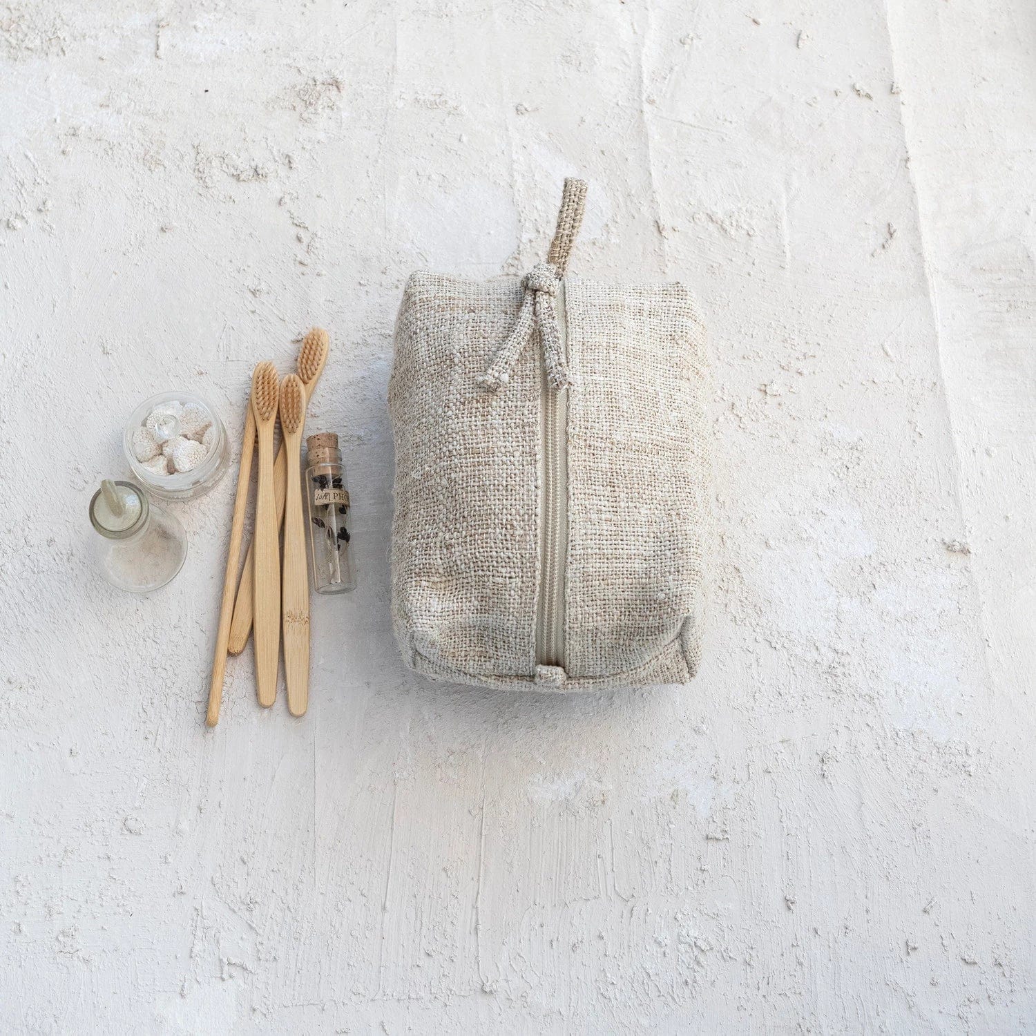 Creative Co-Op Creative Co-op Woven Hemp Fiber Zip Pouch with Cotton Lining - Little Miss Muffin Children & Home
