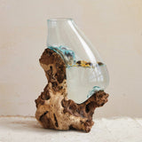 Creative Co-Op Creative Co-op Recycled Glass Terrarium/Vase on Wood Base - Little Miss Muffin Children & Home