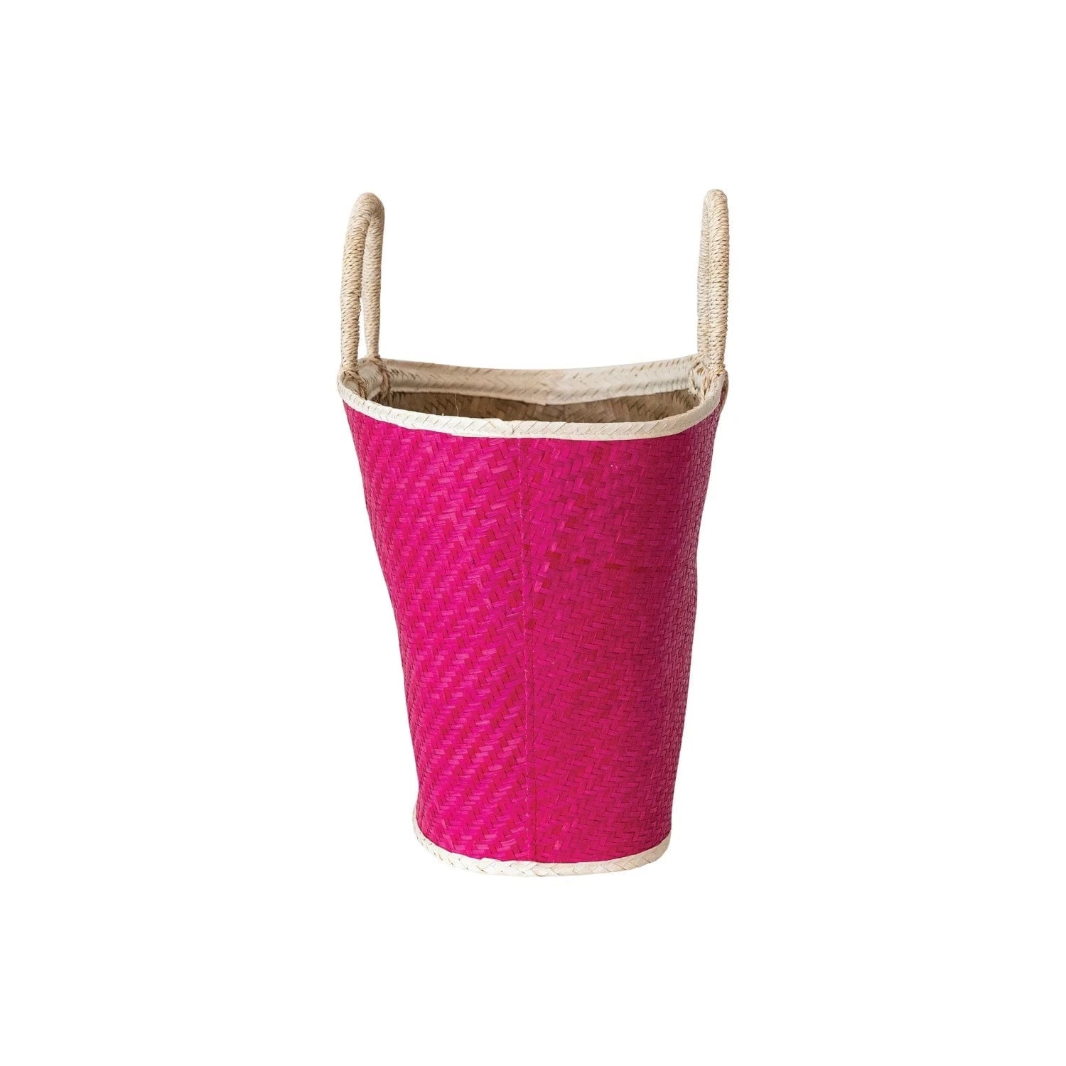 Creative Co-op Palm Leaf Tote, Pink & Natural - Little Miss Muffin Children & Home