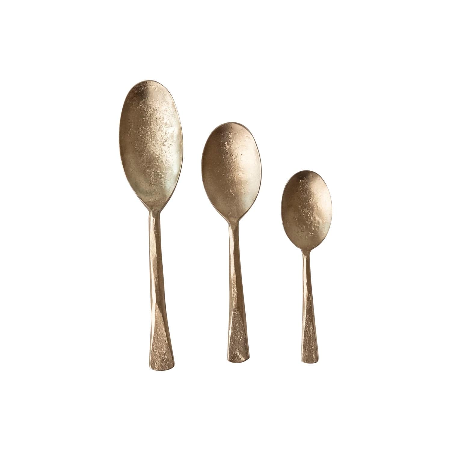 Creative Co-op Creative Co-op Hand-Forged Iron Spoons Antique Gold Finish Set 3 in Printed Drawstring Bag - Little Miss Muffin Children & Home