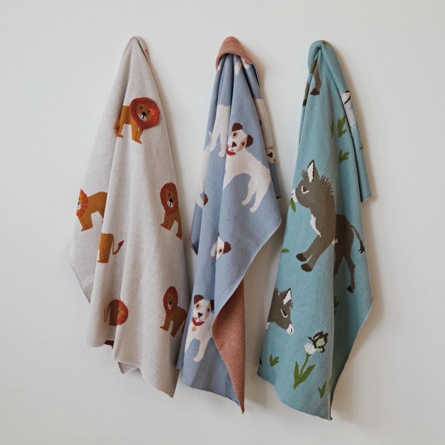 Creative Co-op Creative Co-op 40"L x 32"W Cotton Knit Baby Blanket with Dog Prints - Little Miss Muffin Children & Home
