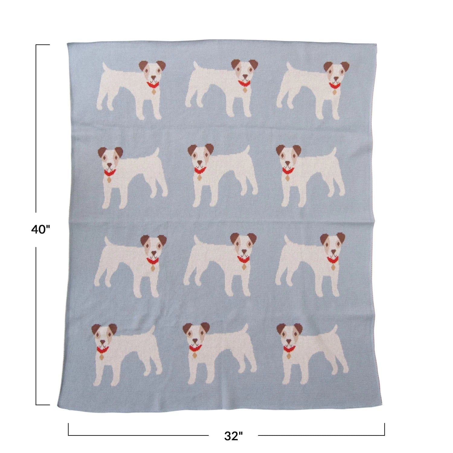 Creative Co-op Creative Co-op 40"L x 32"W Cotton Knit Baby Blanket with Dog Prints - Little Miss Muffin Children & Home