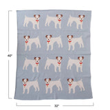 Creative Co-op 40"L x 32"W Cotton Knit Baby Blanket with Dog Prints