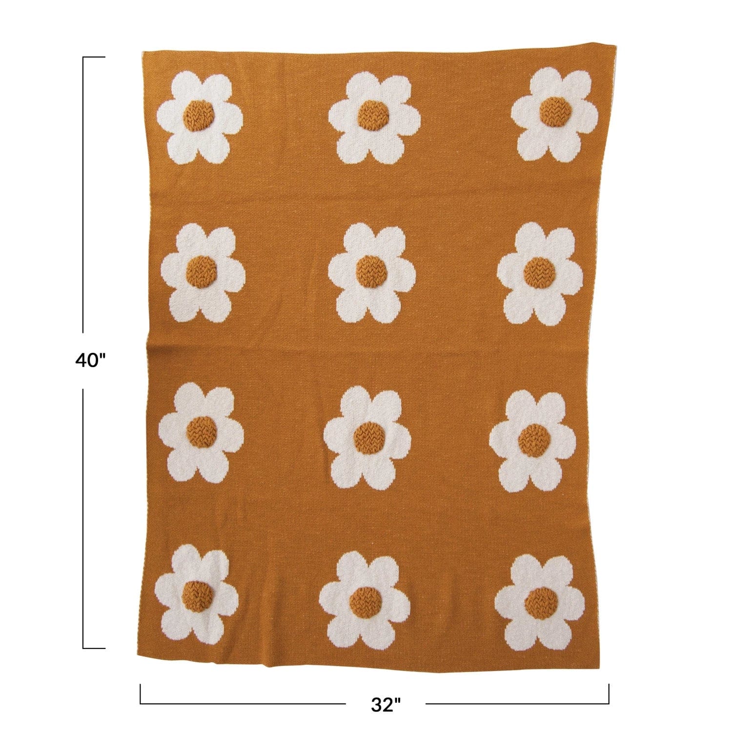 Creative Co-Op Creative Co-op Cotton Knit Baby Blanket with Flowers & Tufting - Little Miss Muffin Children & Home
