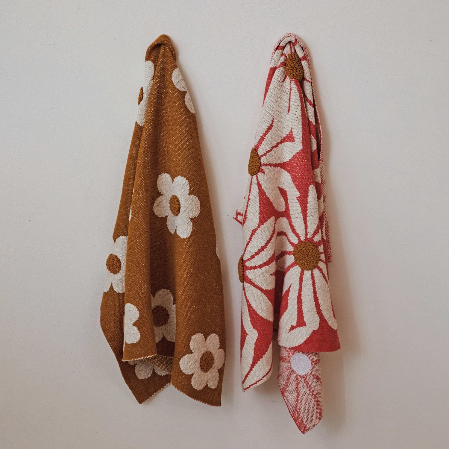 Creative Co-Op Creative Co-op Cotton Knit Baby Blanket with Flowers & Tufting - Little Miss Muffin Children & Home