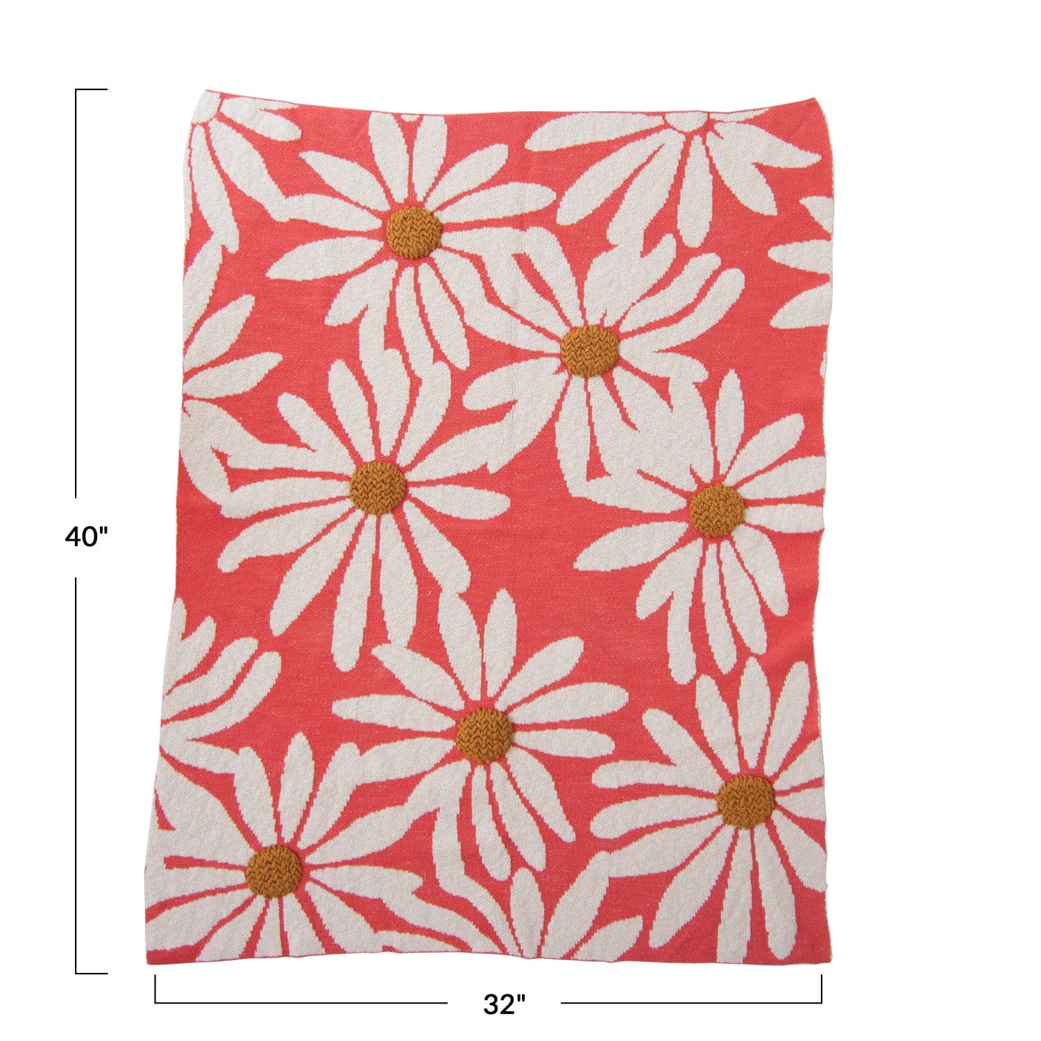 Creative Co-Op Creative Co-op Cotton Knit Baby Blanket with Flowers & Tufting - Little Miss Muffin Children & Home