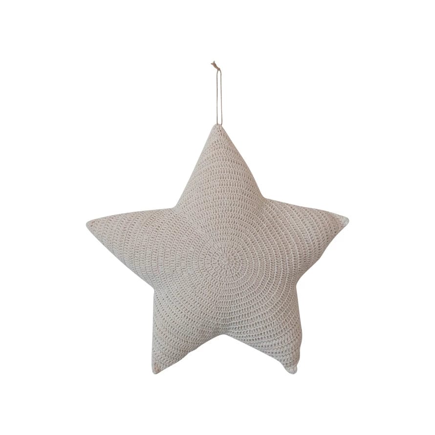 Creative Co-op Creative Co-op 14" Recycled Cotton Crocheted Star Shaped Pillow, Cream - Little Miss Muffin Children & Home