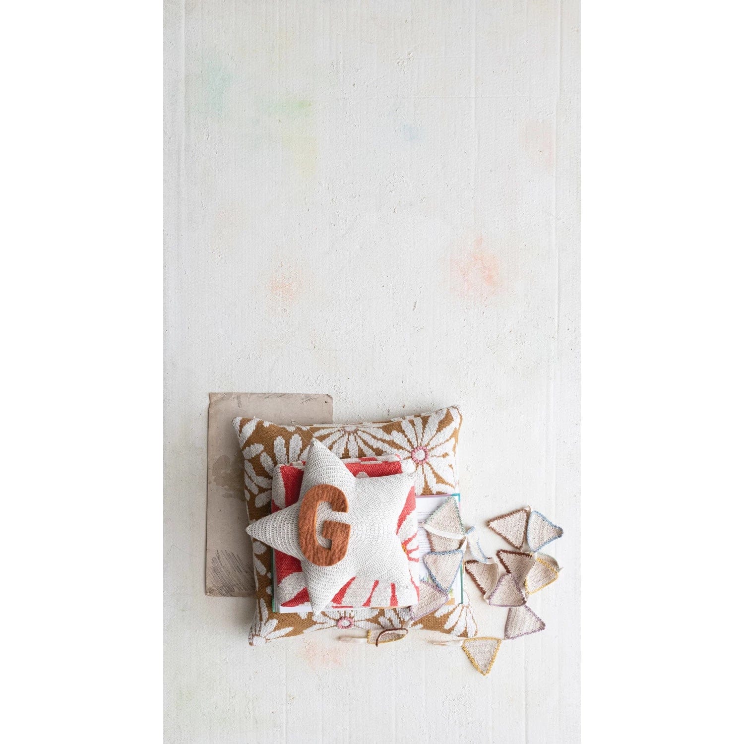 Creative Co-op Creative Co-op 14" Recycled Cotton Crocheted Star Shaped Pillow, Cream - Little Miss Muffin Children & Home