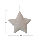 Creative Co-op 14" Recycled Cotton Crocheted Star Shaped Pillow, Cream