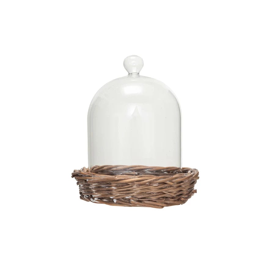 Creative Co-Op Creative Co-op Decorative Glass Cloche with Woven Willow Base - Little Miss Muffin Children & Home