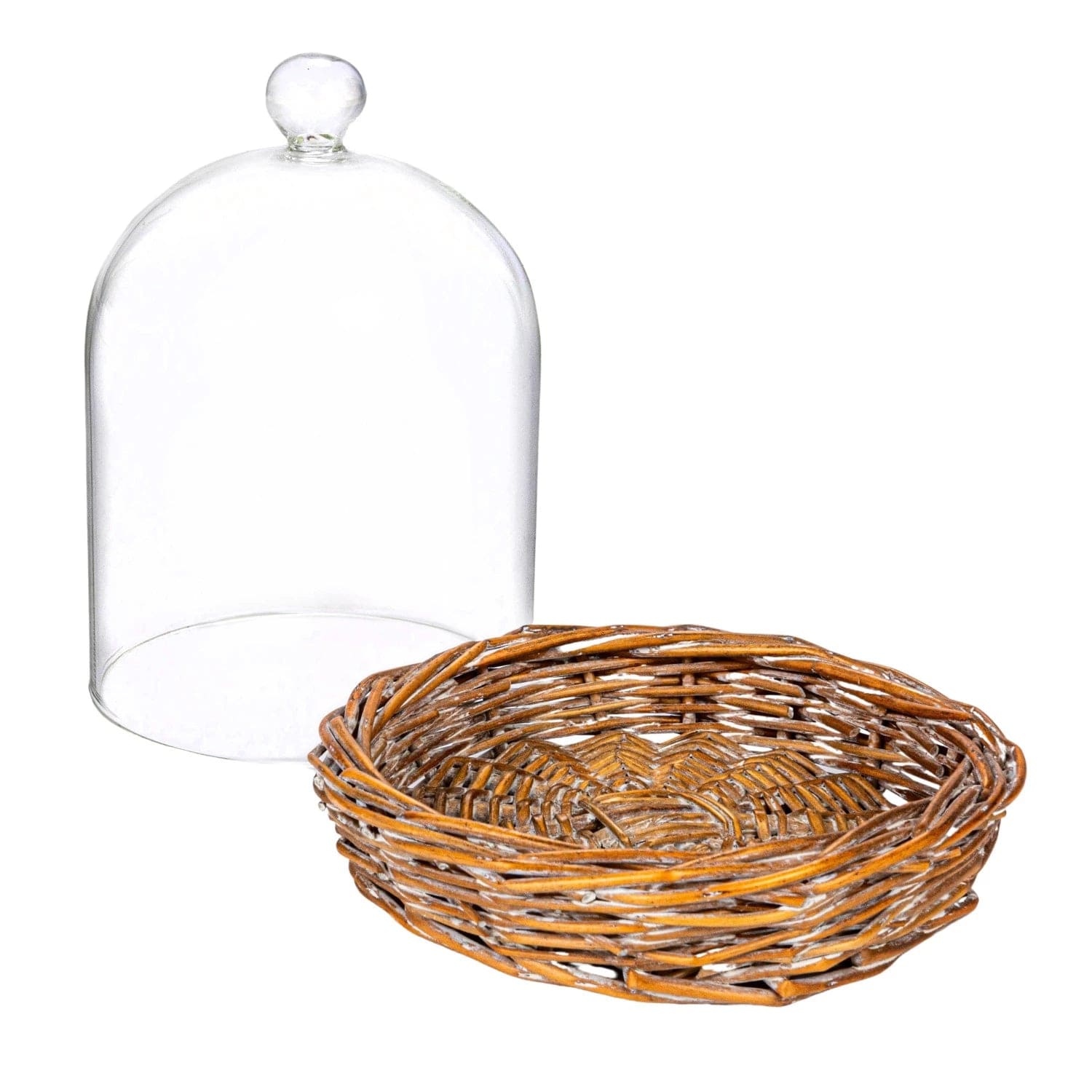 Creative Co-Op Creative Co-op Decorative Glass Cloche with Woven Willow Base - Little Miss Muffin Children & Home