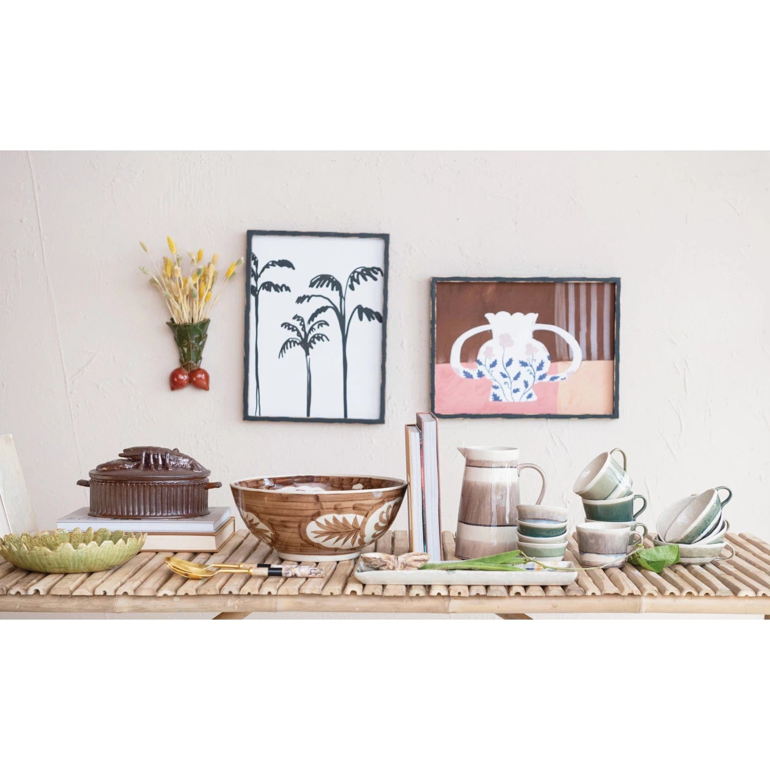 Creative Co-Op Creative Co-op 8 oz. Striped Stoneware Bowl with Handle - Little Miss Muffin Children & Home