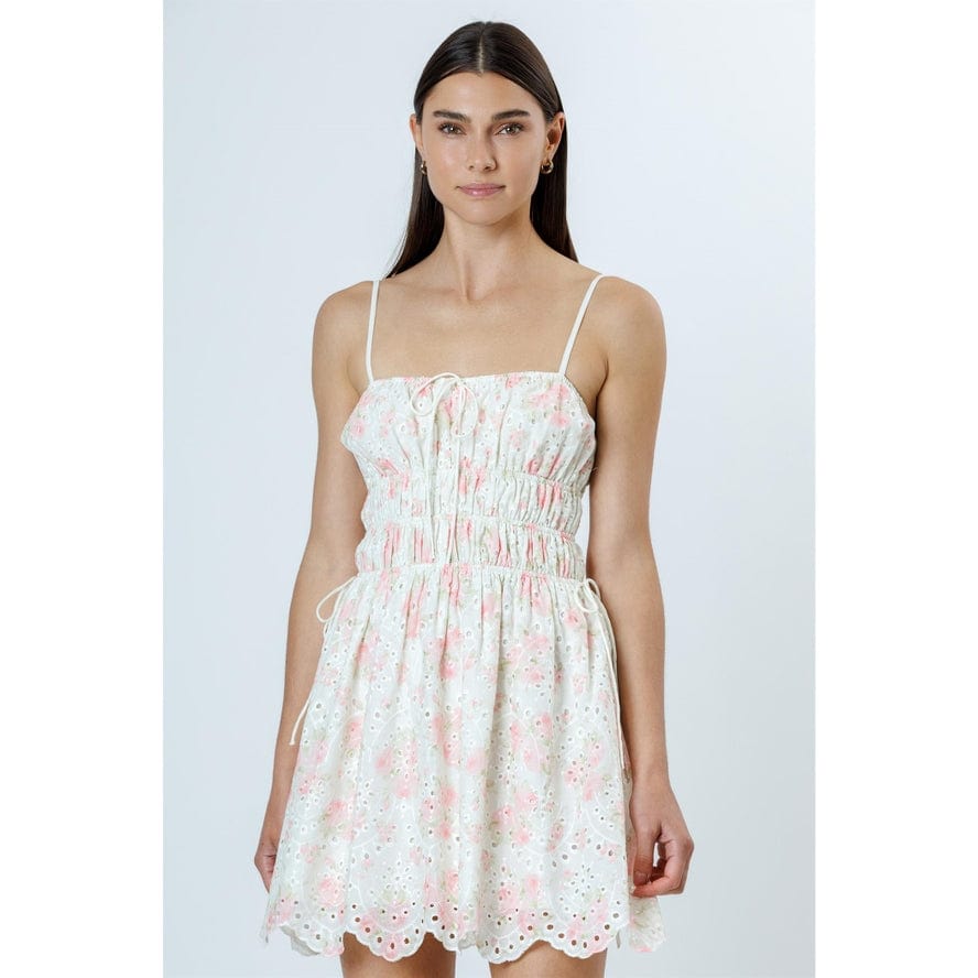 Storia Storia Cream Pink Floral Eyelet Lace Design Sundress - Little Miss Muffin Children & Home