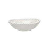 Creative Co-op Stoneware Colander with Hand Twisted Edge, White