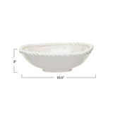 Creative Co-op Stoneware Colander with Hand Twisted Edge, White