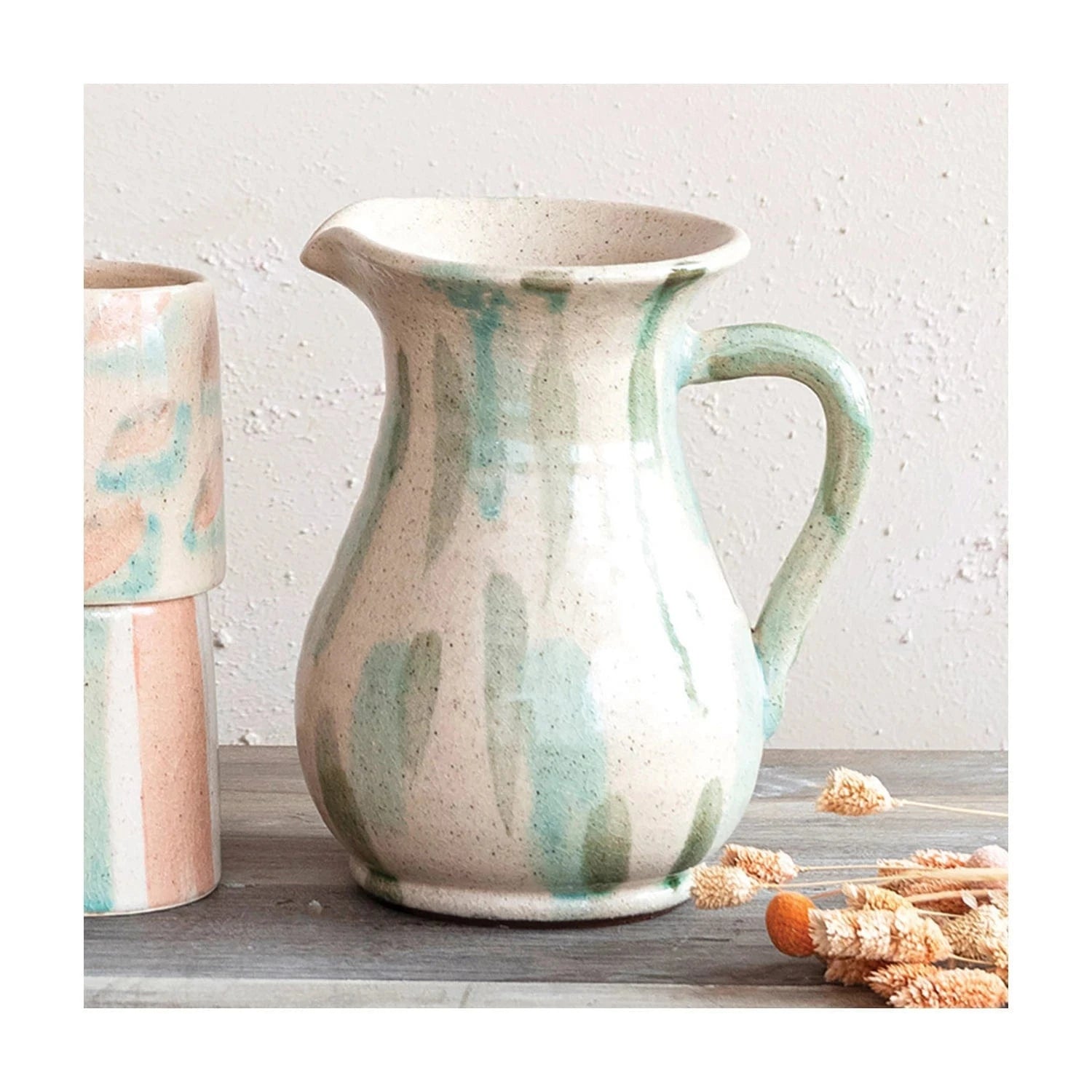 Creative Co-op 72 oz. Hand-Painted Terra-cotta Pitcher (Each One Will Vary) - Little Miss Muffin Children & Home