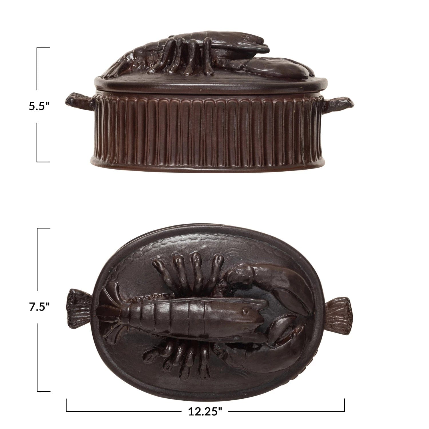 Creative Co-op Creative Co-op Brown Matte 2 Quart Stoneware Baker with Lobster Handle (Each One Will Vary) - Little Miss Muffin Children & Home