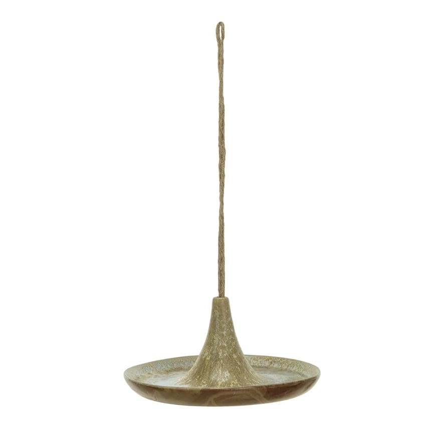 Creative Co-Op Creative Co-op Stoneware Bird Feeder with Jute Hanger - Little Miss Muffin Children & Home