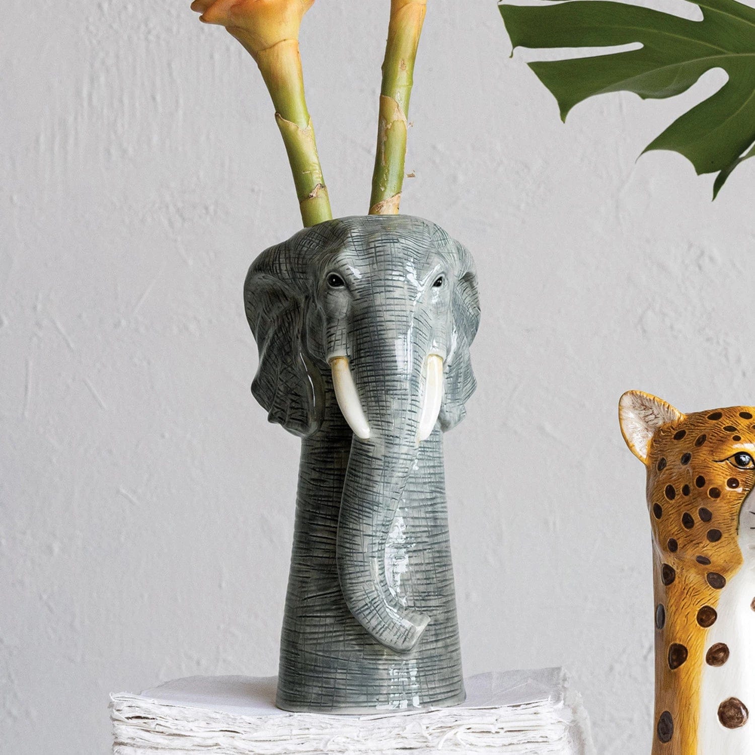 Creative Co-Op Creative Co-op Hand-Painted Stoneware Elephant Vase - Little Miss Muffin Children & Home