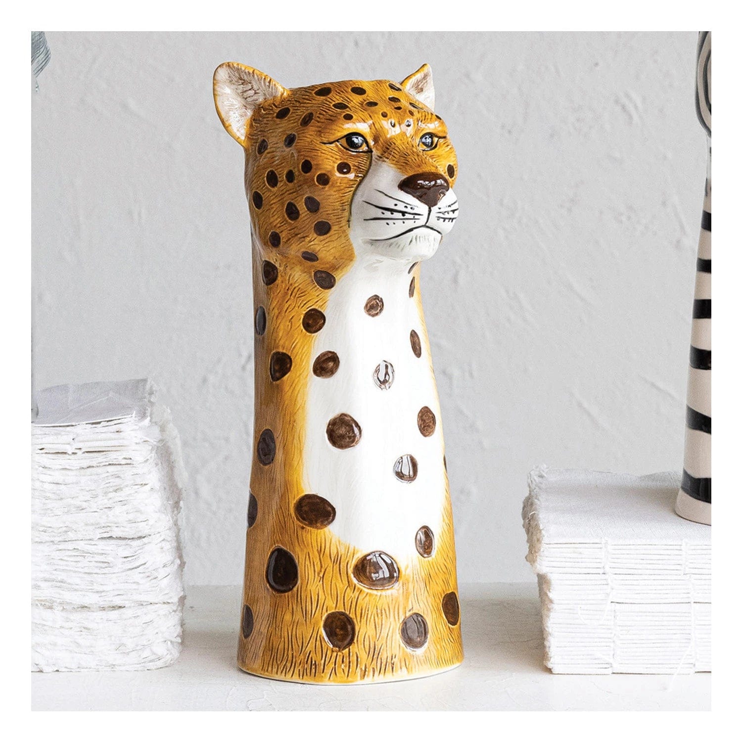 Creative Co-Op Creative Co-op Hand-Painted Stoneware Cheetah Vase - Little Miss Muffin Children & Home