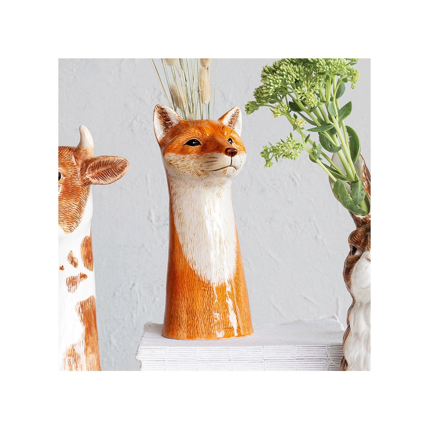 Creative Co-Op Creative Co-op Hand-Painted Stoneware Fox Vase - Little Miss Muffin Children & Home
