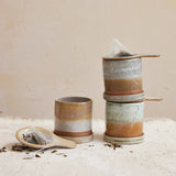 Creative Co-op Stoneware Pour Over Tea/Coffee For One with 12oz Cup & Saucer, 3 Colors Available