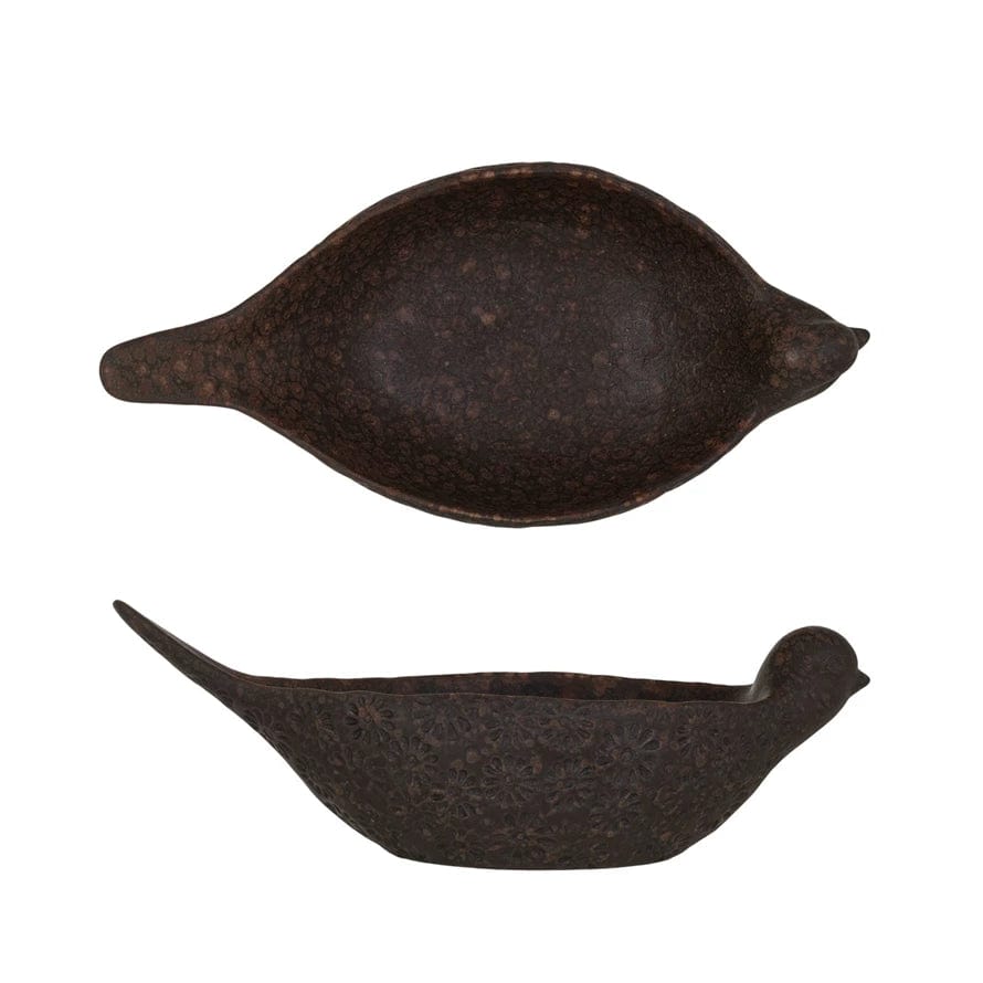 Creative Co-op Creative Co-op Debossed Stoneware Bird Bowl, Brown (Each One Will Vary) - Little Miss Muffin Children & Home