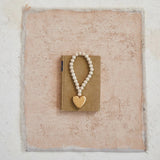 Creative Co-op Natural Wooden Beads Garland with Gold Heart