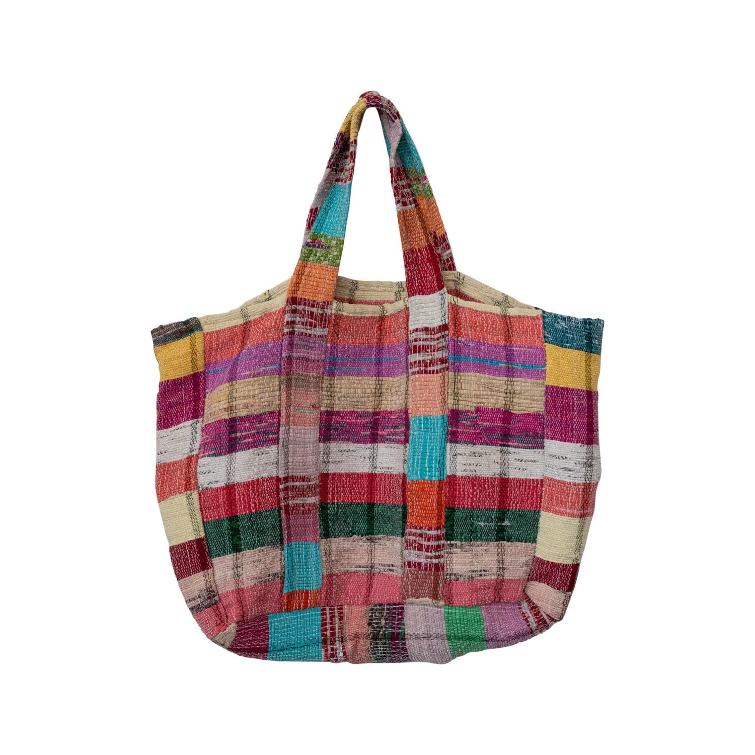 Creative Co-Op Creative Co-op Woven Recycled Fabric Patchwork Tote Bag - Little Miss Muffin Children & Home