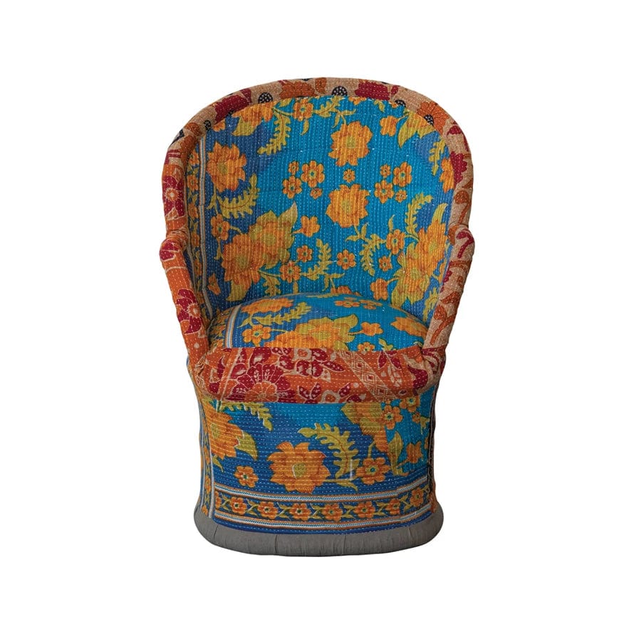 Creative Co-op Creative Co-op Handmade Vintage Cotton Kantha Upholstered Cane Chair (Each Pattern Will Vary) - Little Miss Muffin Children & Home