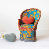 Creative Co-op Handmade Vintage Cotton Kantha Upholstered Cane Chair (Each Pattern Will Vary)