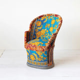 Creative Co-op Handmade Vintage Cotton Kantha Upholstered Cane Chair (Each Pattern Will Vary)