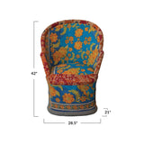 Creative Co-op Handmade Vintage Cotton Kantha Upholstered Cane Chair (Each Pattern Will Vary)