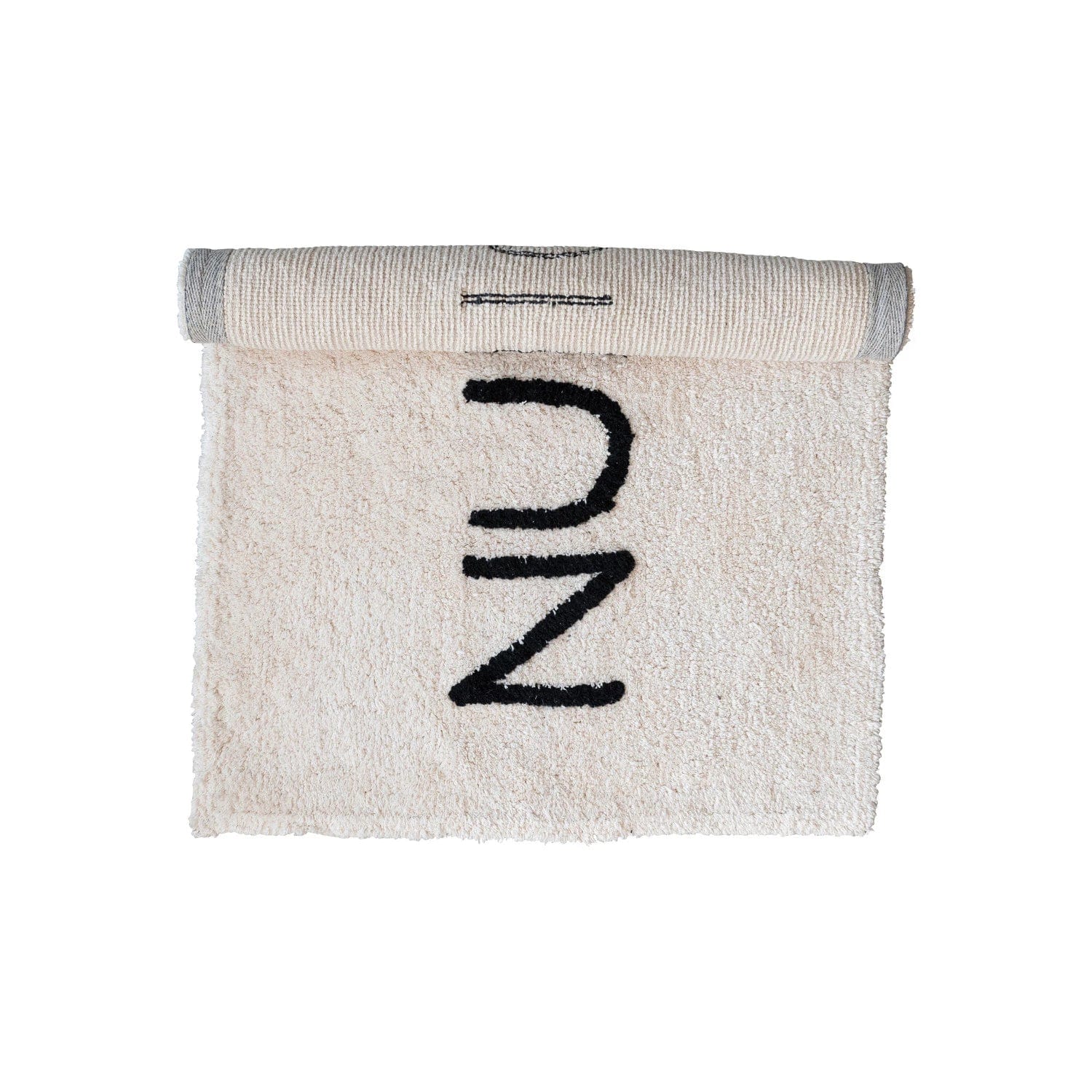 Creative Co-op Creative Co-op 40"L x 27"W White Cotton Tufted Bath Mat with "NUDIE" in Black - Little Miss Muffin Children & Home