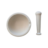 Creative Co-op 8" Round x 3" H Stoneware Mortar & Pestle in White