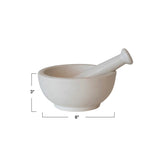 Creative Co-op 8" Round x 3" H Stoneware Mortar & Pestle in White