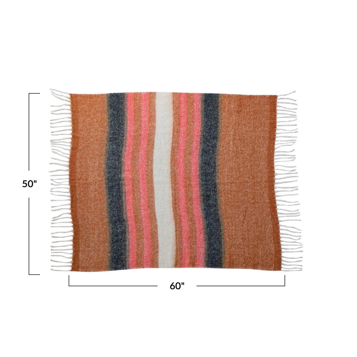Creative Co-op Creative Co-op 60"Lx50"W Brushed Acrylic & New Zealand Wool Throw with Stripes & Fringe, Multicolor - Little Miss Muffin Children & Home