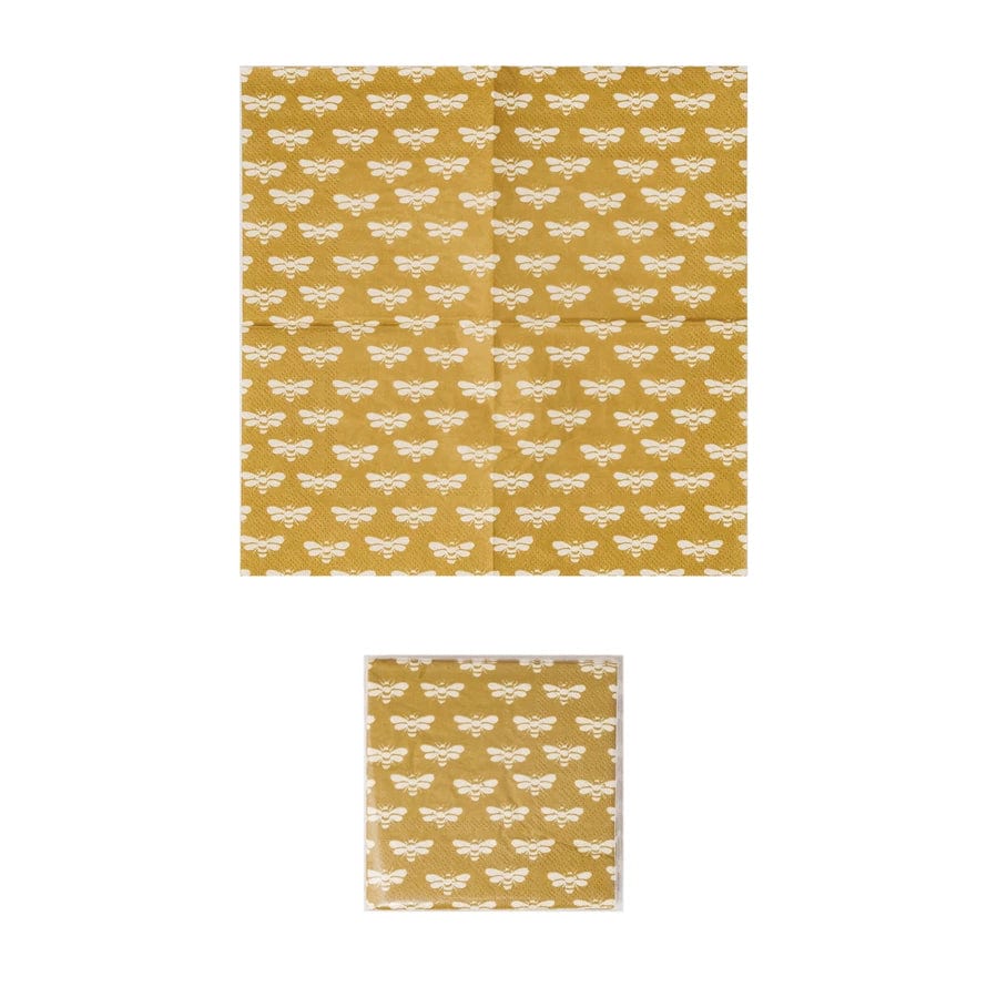 Creative Co-Op Creative Co-op Paper Cocktail Napkins with Bee Pattern - Little Miss Muffin Children & Home