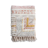 Creative Co-op 60"Lx50"W Woven Cotton Blend Throw with Stripes, Embroidery & Fringe, Multicolor